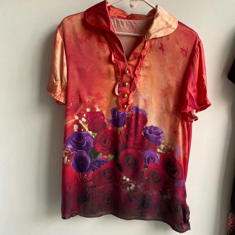 锦瑞阁 真丝上衣版型修身舒服微瑕疵弹力缎桑蚕丝短袖女士衬衫
