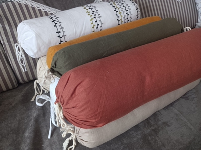 纯天然亚麻腰枕抱枕颈枕睡眠枕套环保面料汽车办公沙发麻布不含芯