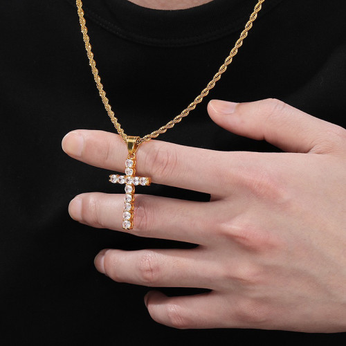 Chains for men cross necklace fashion hip-hop Silver color