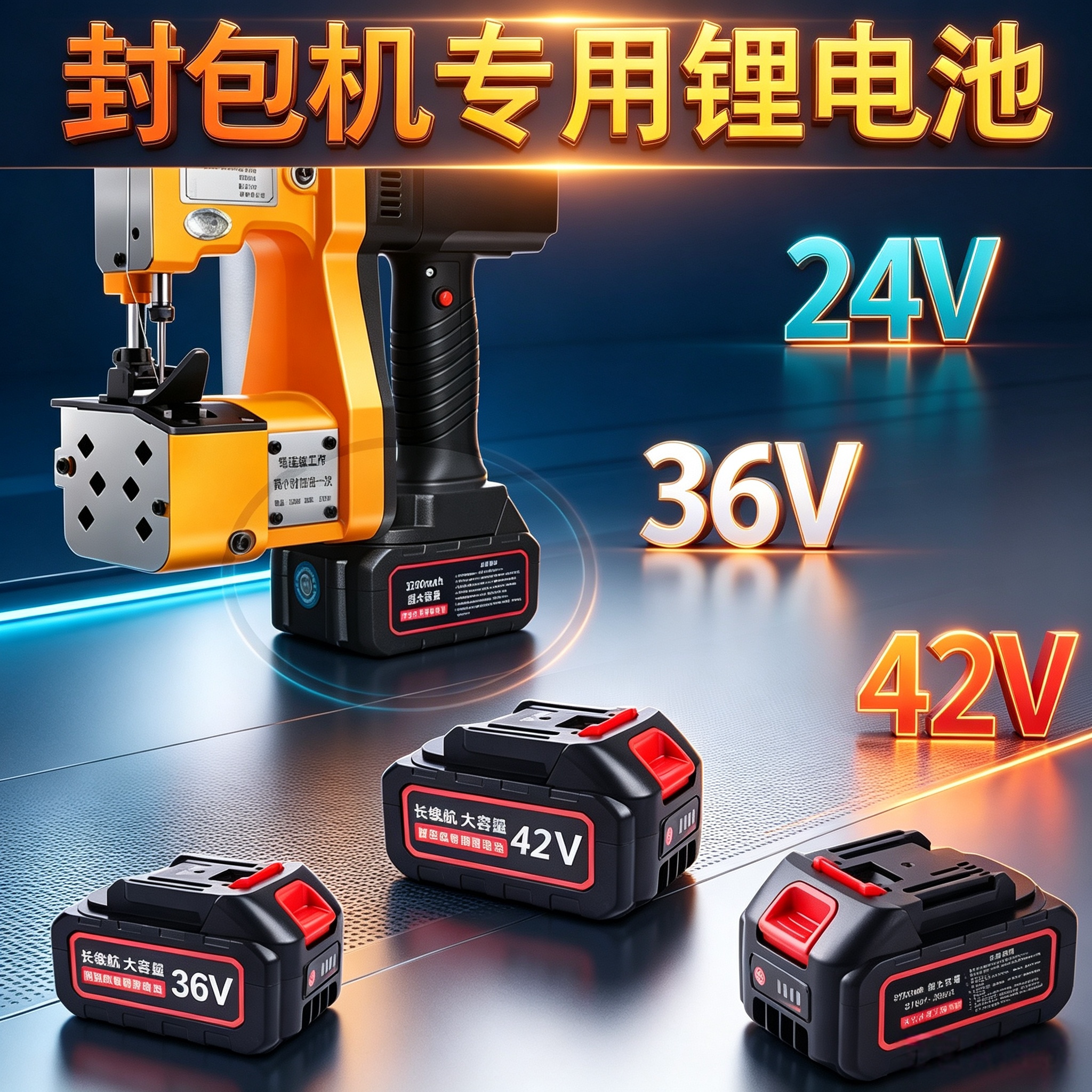 飞人牌手提式打包机封口机24V缝包机42专用封包机锂电池充电器36V