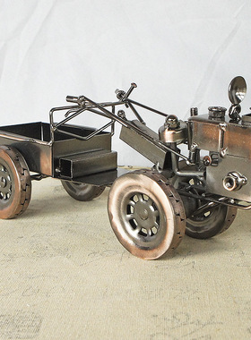 手工铁艺制作金属三轮车手扶拖拉机汽车模型装饰品工艺品摆件礼物