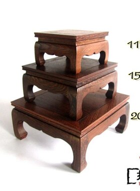 红木木雕正方形鸡翅木弯脚底座实木石头花盆底座摆件炕几方台盆景