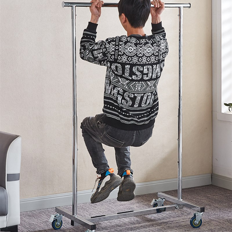 服装店展示架折叠升降可以移动带轮摆摊夜市架子晾衣架挂服装货架