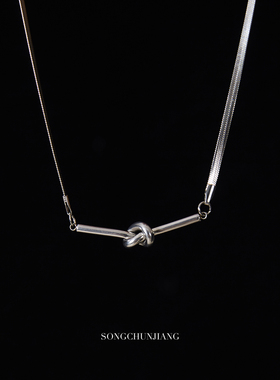简约男女麻花结钛钢项链