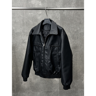 宋春江同款 冬季加棉机车皮夹克小众仿鳄鱼纹翻领男高级感外套