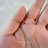 S925纯银mini复古粉钻耳钉养耳洞螺丝拧扣耳骨钉18k包金高级耳饰