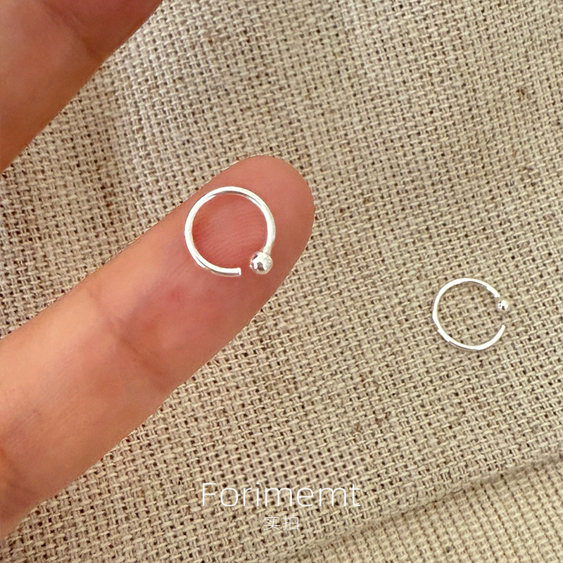 S999纯银韩版mini小球素圈耳环简约圆珠耳钉女小众设计耳圈耳骨钉,饰品/流行首饰/时尚饰品新,耳环,淘宝优惠券,粉丝福利购,淘宝优惠卷