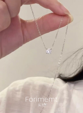 S925纯银mini锆石项链女小众设计简约百搭时尚2025新款锁骨链饰品