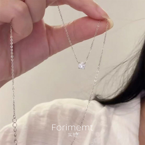 S925纯银mini锆石项链女露思同款简约百搭小鼻嘎锁骨链轻奢礼物