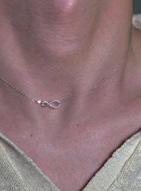 S925纯银符号锆石项链女温柔小众设计简约百搭时尚锁骨链饰品礼物