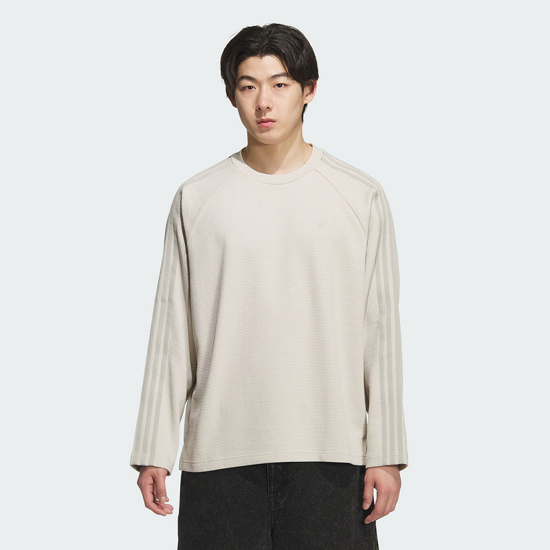 Adidas阿迪达斯三叶草男装2025秋季新款WAFFLE TEE长袖T恤KH1175
