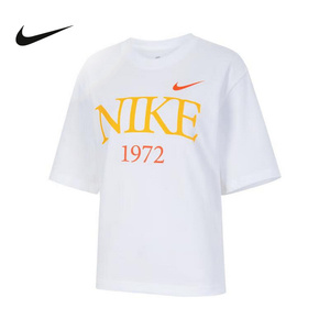 Nike耐克女装2024夏季新款宽松纯棉运动休闲圆领短袖T恤FQ6601