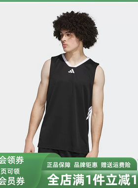 Adidas阿迪达斯男装2025夏季新款3-STRIPES运动无袖T恤JI7574