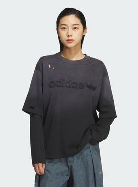 Adidas阿迪达斯三叶草女装2025冬季新款2IN1 TEE LS长袖T恤KS6112