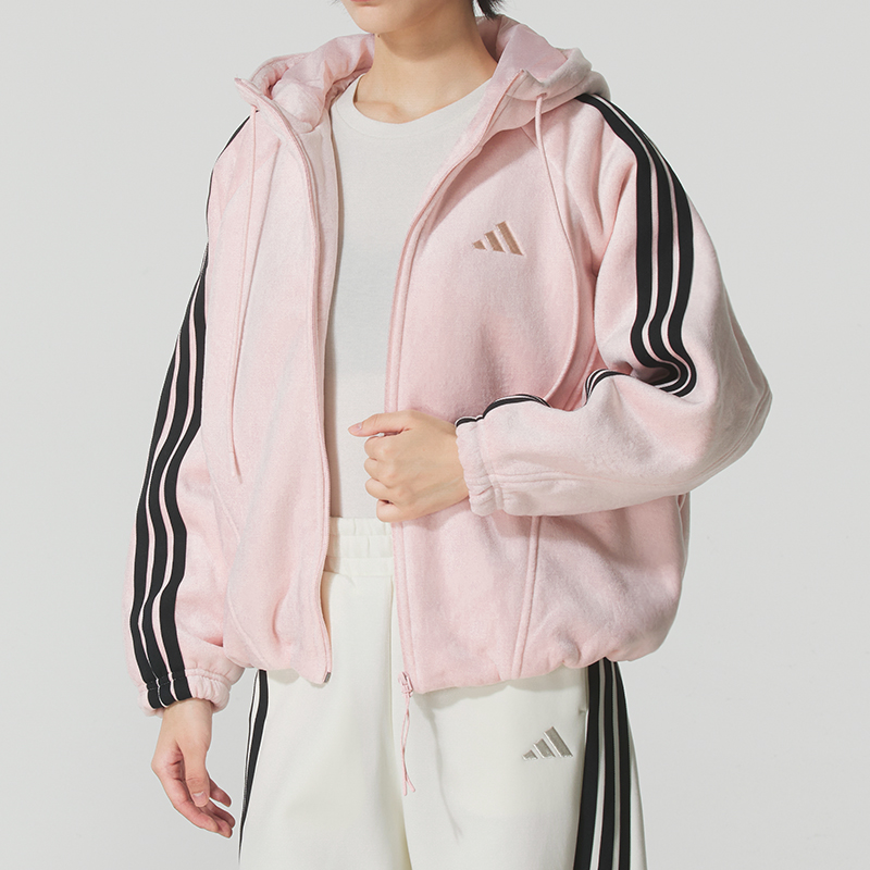 Adidas阿迪达斯女装2025冬季新款S VL WARM JKT天鹅绒夹克KB7605