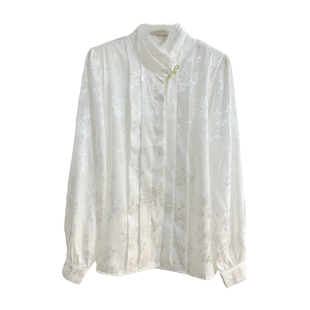 改良新中式立领衬衫女春季设计感复古气质中国风缎面提花小衫上衣