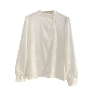 新中式立领长袖衬衫女秋冬加绒加厚复古气质内搭打底国风小衫上衣