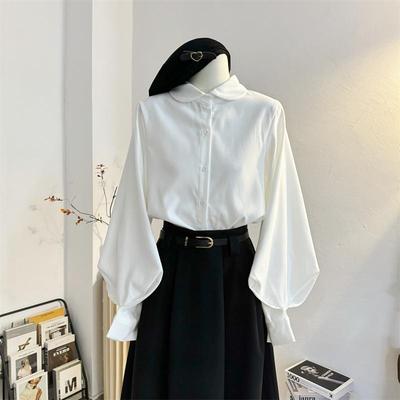 磨毛衬衫灯笼长袖韩系宽松娃娃领