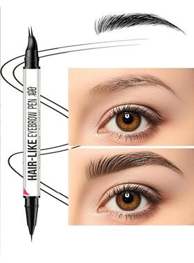 跨境爆款弯头双头二叉眉笔二合一眼线笔Eyebrow pencil eyeliner