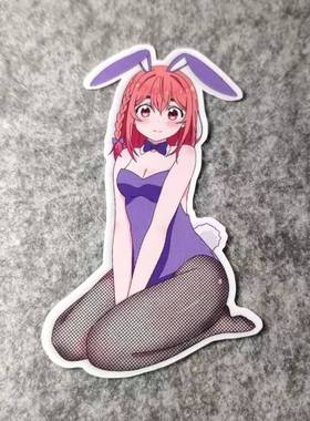 个性汽车摩托改装车贴后窗划痕遮挡touge兔女郎摩托D1879