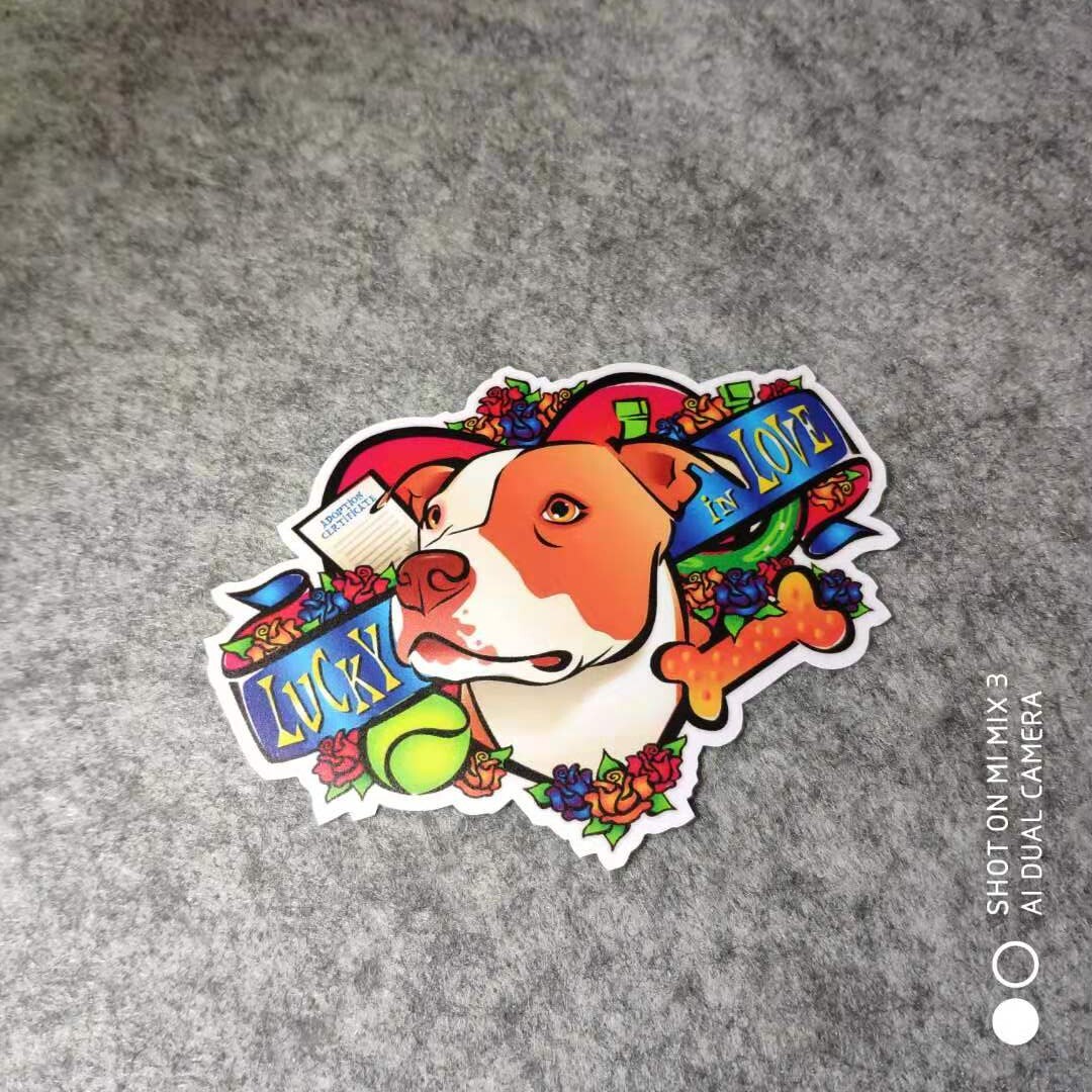 改装车机车摩托幸运狗luckydog贴纸滑板卡通装饰遮痕车贴d908
