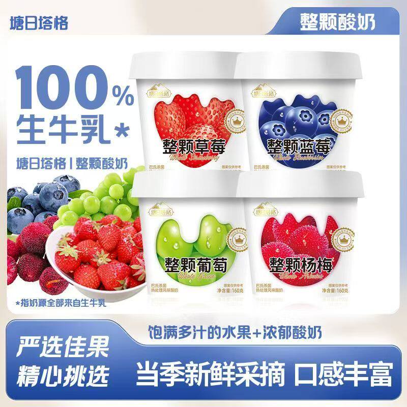 塘日塔格整颗水果酸奶草莓葡萄蓝莓杨梅牛乳发酵常温酸奶学生宿舍