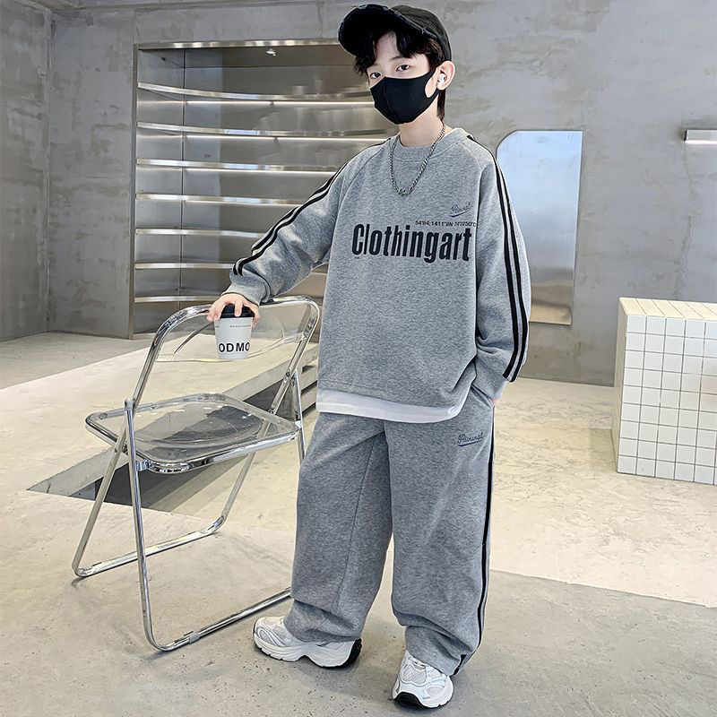 男童秋装套装2025新款潮帅气时髦宝宝秋季运动服中大儿童韩版卫衣