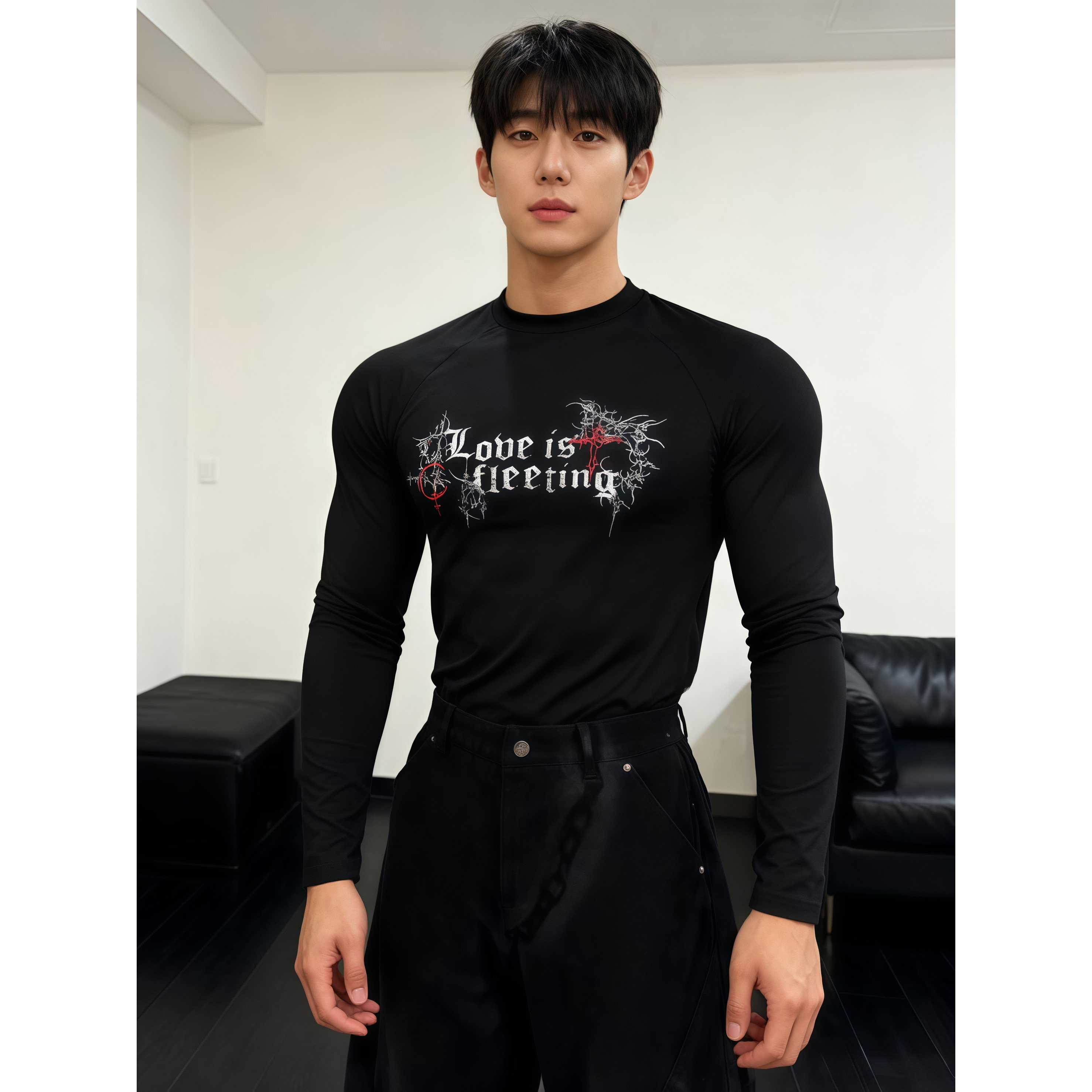 He刺野/长袖速干弹力男士美式高级肌肉男健身百搭修身紧身T恤衫