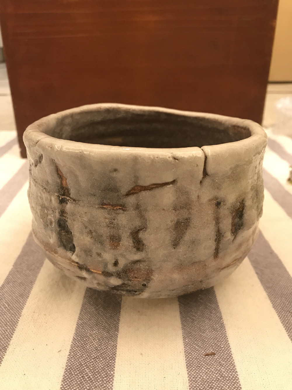 日本进口粉底白志野烧抹茶碗日式复古稀有品像佳