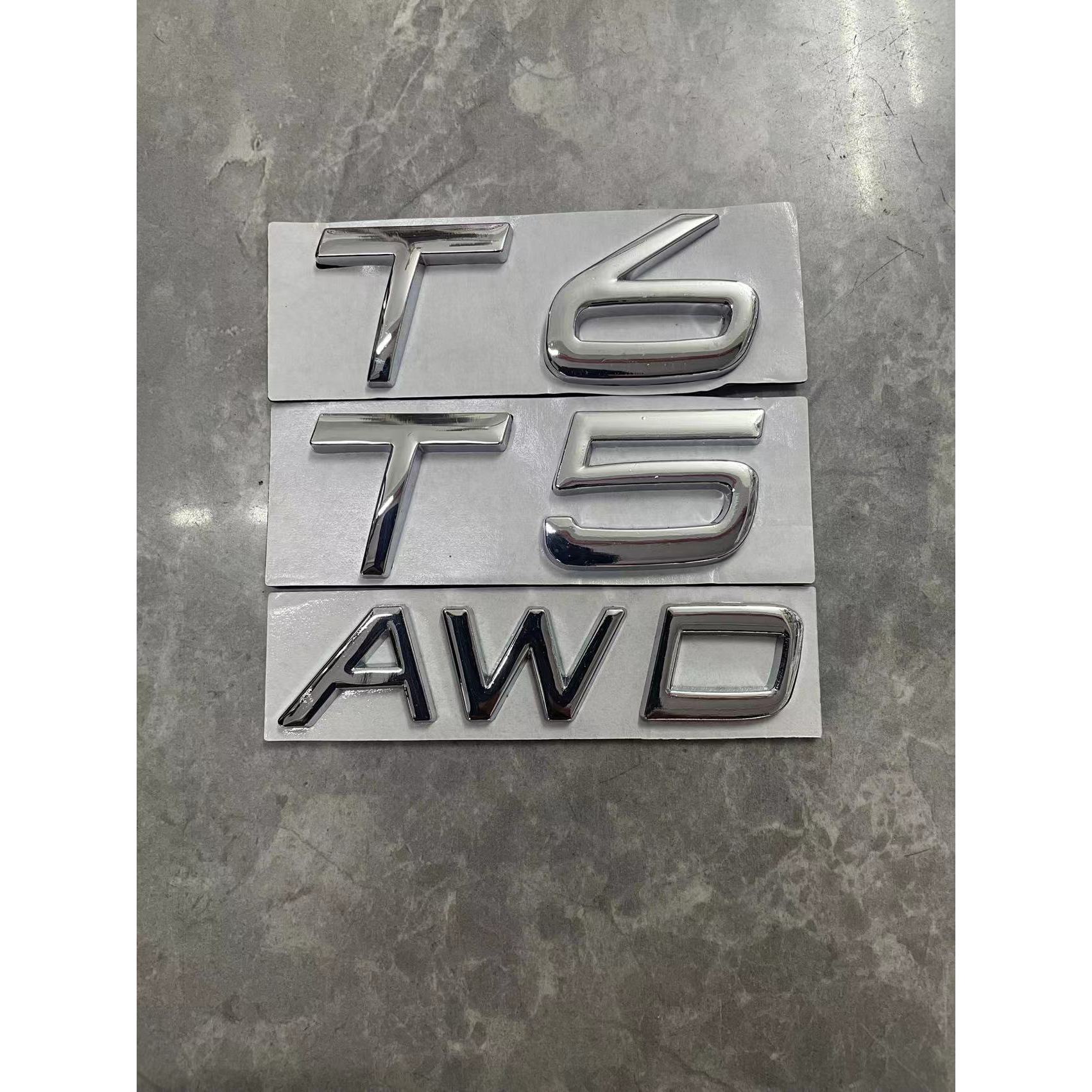 适用于沃尔沃金属AWDT5T6车贴标S60LXC60V40XC90改装尾标