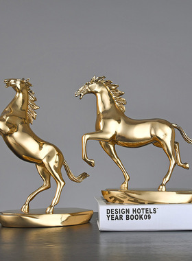 黄铜马到成功开业新品摆件办公室客厅酒柜装饰品创意现代家居