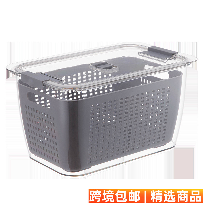 日本沥水篮洗菜盆冰箱收纳保鲜盒洗水果生鲜肉类饺子单双层