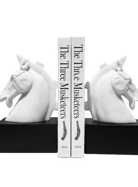 新中式马头书档摆件样板房客厅书房办公室动物书挡书靠书立装饰品