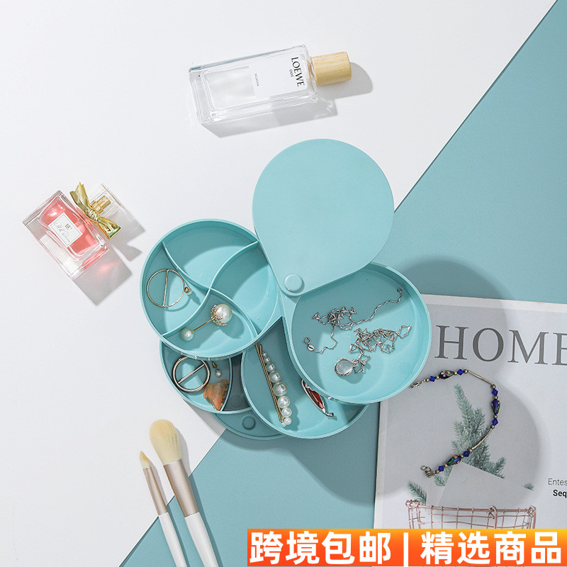 网红同款旋转首饰盒收纳盒项链欧式收纳盒多层旋转卧室饰品化妆盒