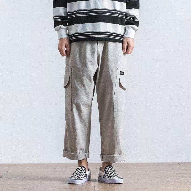 18AW休闲水洗风复古多口袋宽松贴布工装裤日系男女直筒军旅长军裤在类目 男装, 休闲裤中 - 来自Buy2taobao.com提供专业的淘宝代购服务
