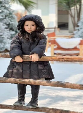 冬季新款女童羽绒服加厚束腰防水