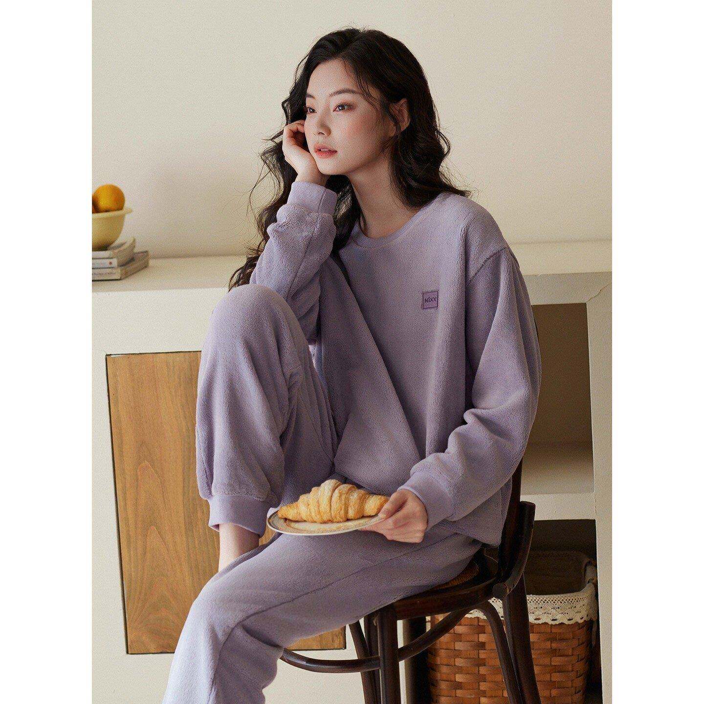 高档轻奢睡衣女士冬季珊瑚绒加厚加绒保暖新款秋冬法兰绒家居服