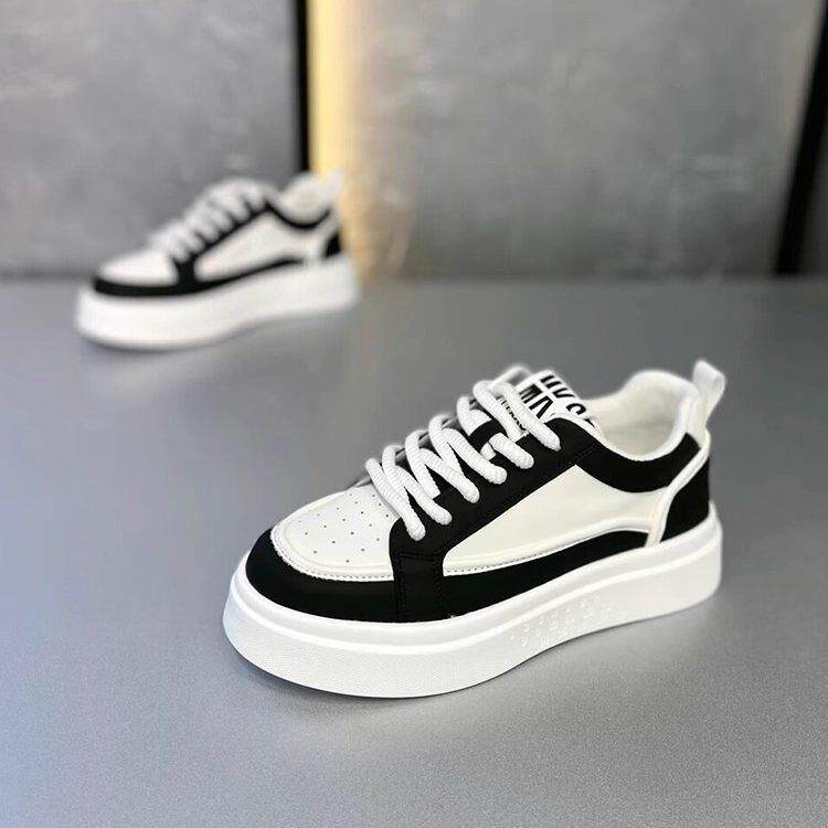 男鞋2025年秋季新款时尚百搭低帮板鞋休闲皮面舒适潮流网红小白鞋