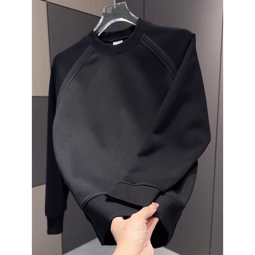 男士长袖t恤2025新款秋冬潮牌卫衣男修身休闲套头加绒上衣打底衫