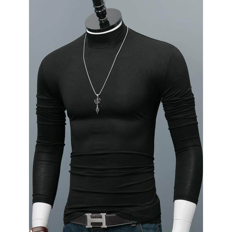 Home Daily~莫代尔长袖T恤男秋冬薄款打底衫内搭纯色修身弹力上衣