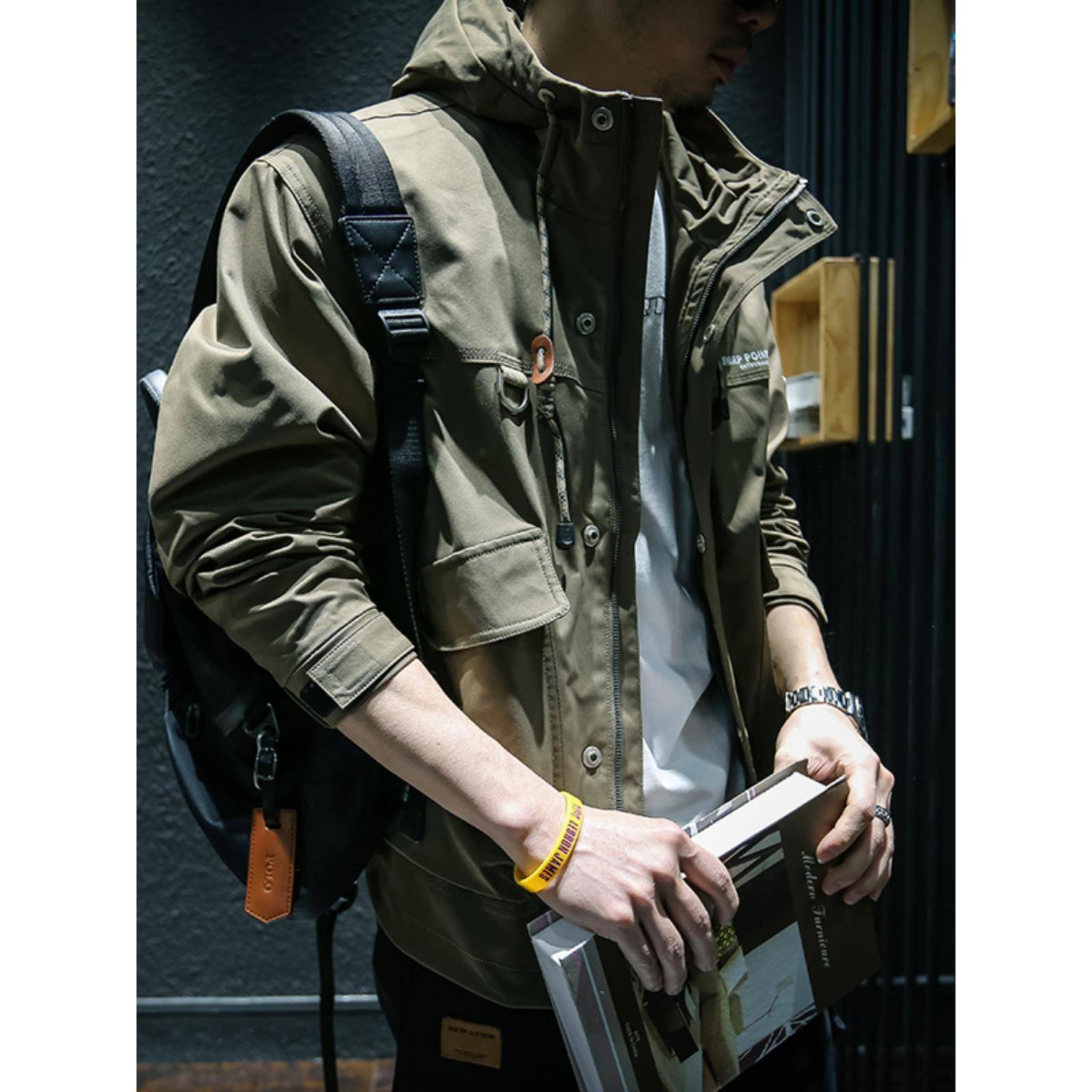 潮牌it neith BIAS工装外套男休闲夹克韩版潮流冲锋衣百搭连帽衫