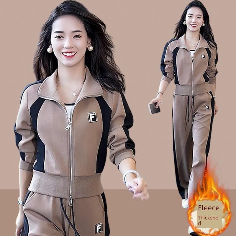加绒加厚运动套装女士2024秋冬新款小个子休闲时尚卫衣两件套爆款