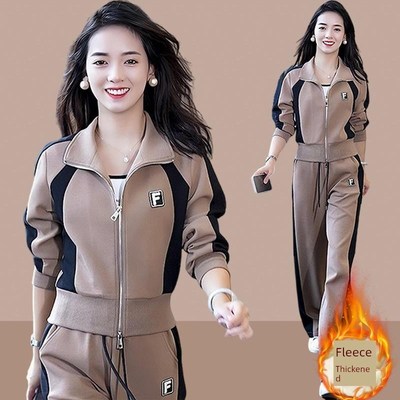 加绒加厚运动套装女士2024秋冬新款小个子休闲时尚卫衣两件套爆款