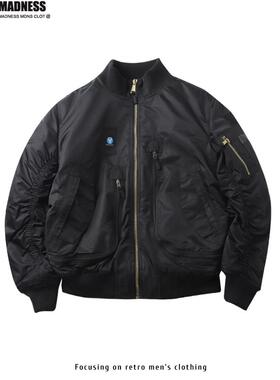 Madness Mdns Clot秋冬季美式飞行夹克外套男棒球领加厚保暖棉衣