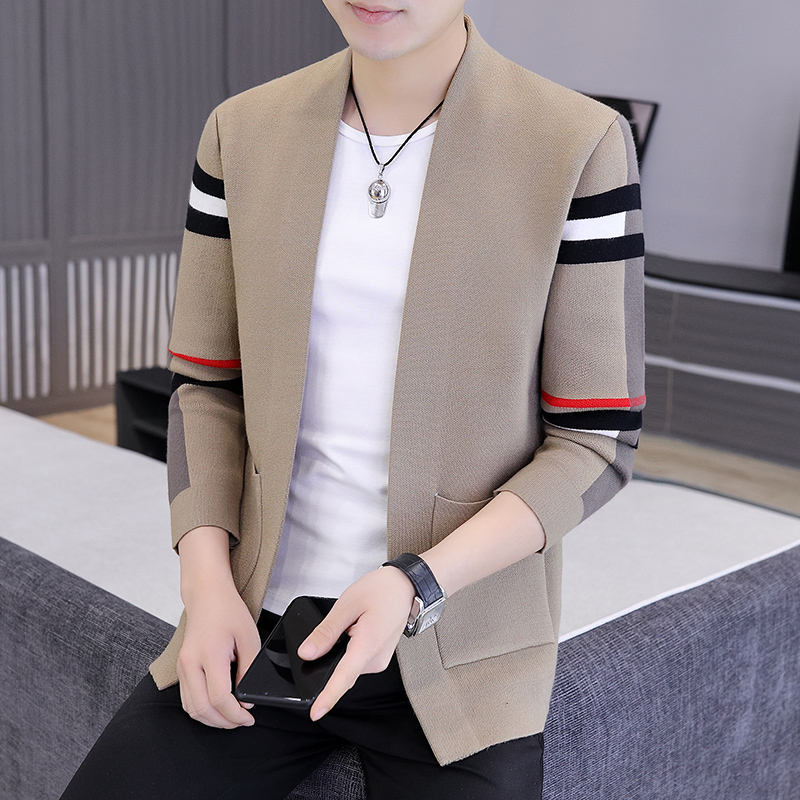 香港男士针织衫2023秋季新款休闲潮流拼色毛衣外套男装开衫上衣潮