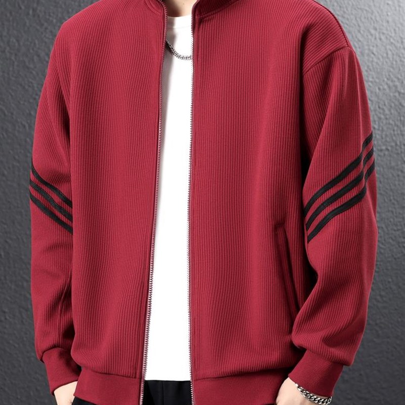 潮牌卫衣外套男春秋款2025新款舒适宽松立领夹克男士运动休闲上衣