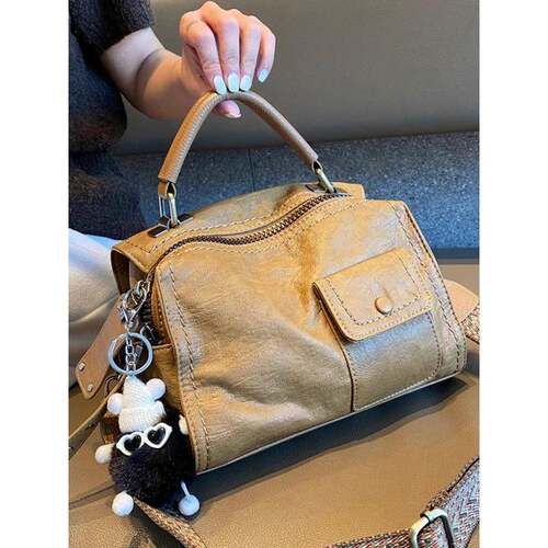 香港袋2025新时尚软皮手袋女式大容量休闲多用途斜肩包