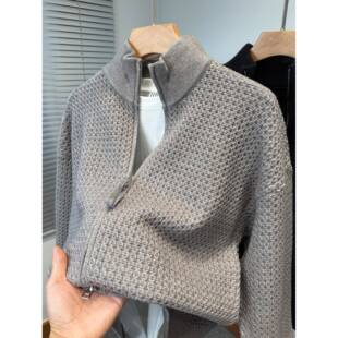 Mostarsea~秋冬新款加厚纯色开衫男士外搭宽松慵懒风针织毛衣外套
