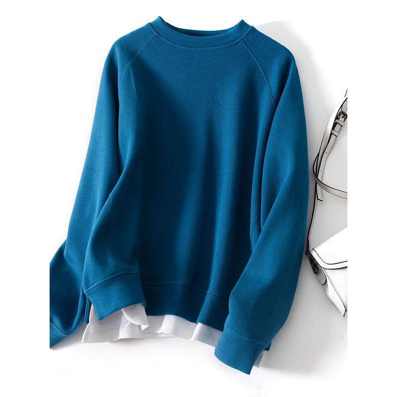 欧洲站假两件卫衣女2025年春秋冬季新款爆款加绒大码小个子上衣潮