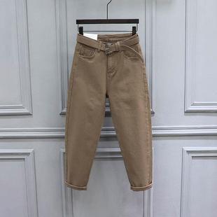 卡其色长裤 女高腰显瘦老爹牛仔宽松薄款 休闲哈伦裤 韩国2025春秋季